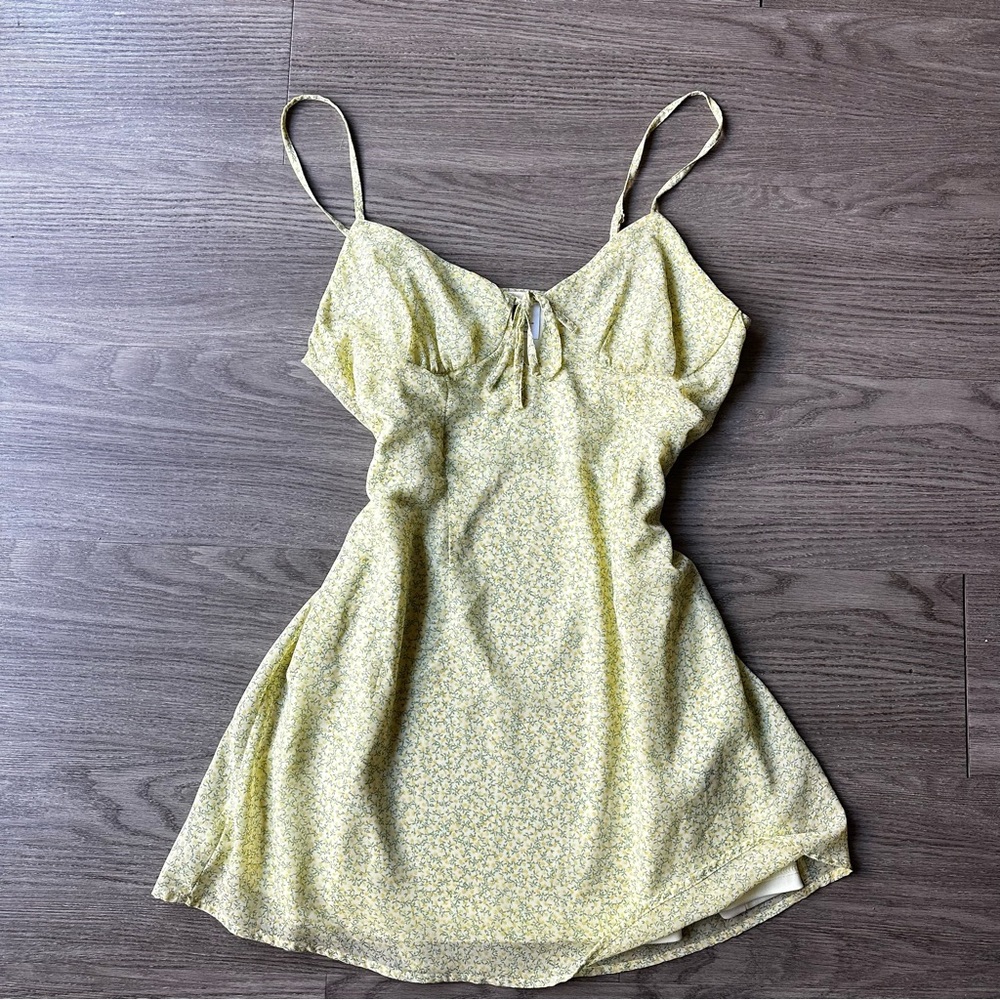 Divided Light Yellow Floral Dress